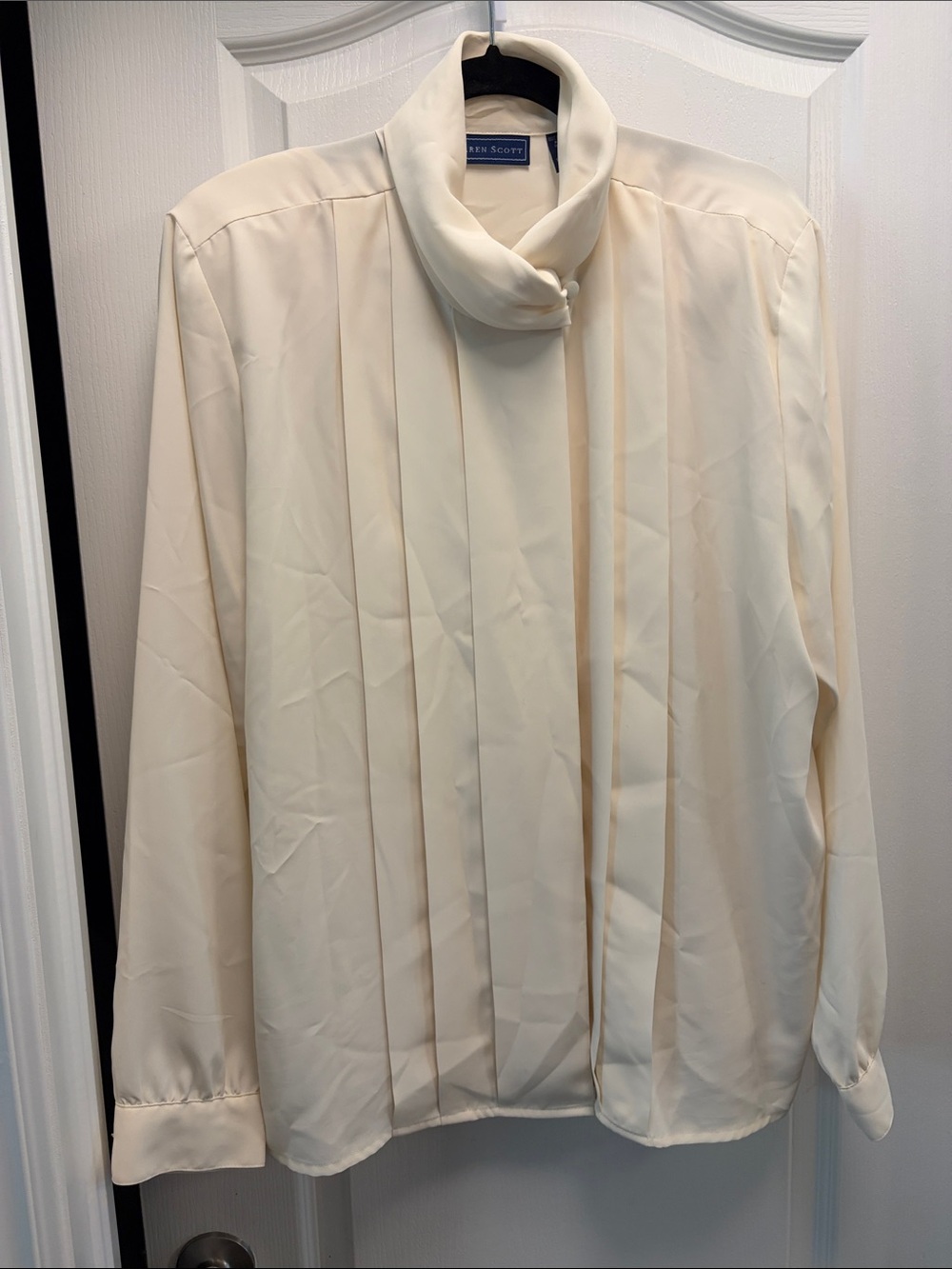 Karen Scott Cream Pleated Mock-Neck Blazer-Style Jacket
